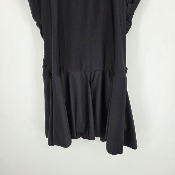 SHEKINI Black Mesh Ruched Swimdress Skirted Tankini One Piece Swimsuit S - Picture 5 of 8